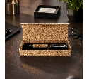 מארז מתנה אקולוגי CORK PACK עט מתכת ושעם בקופסת שעם טבעית ממותגת