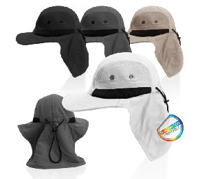 כובע סהרה רחב שוליים עם מגן עורף ממותג