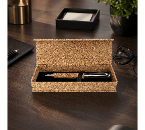 מארז מתנה אקולוגי מפואר CORK PACK עט מתכת ושעם בקופסה