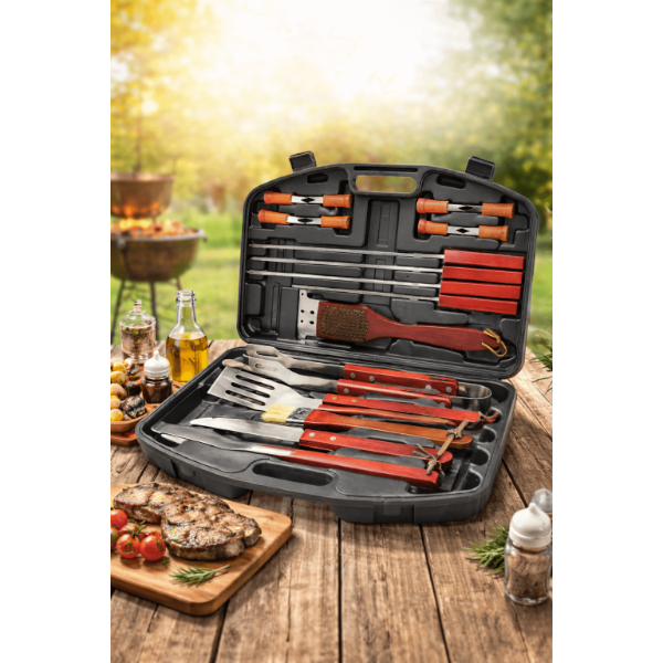 ערכת מנגל מקצועית 22 חלקים במזוודת נשיאה קשיחה