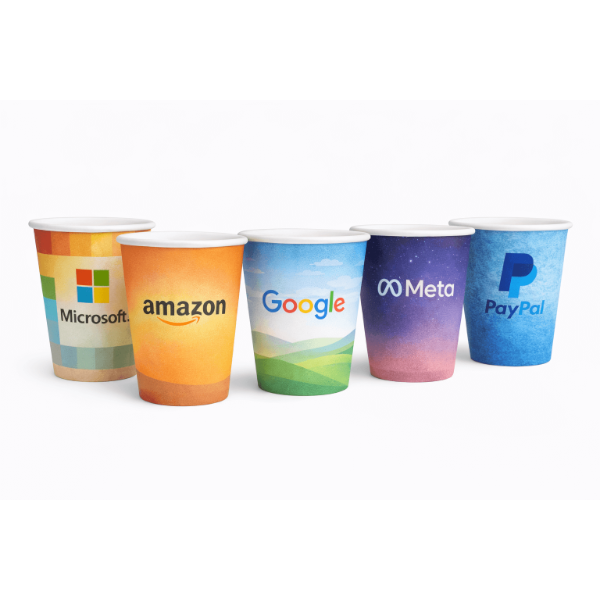 כוסות נייר ממותגות בעיצובים שונים 
